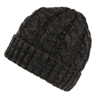 Regatta Knitted Hat Harrel III with Cable Pattern and Fleece Lining Black Men