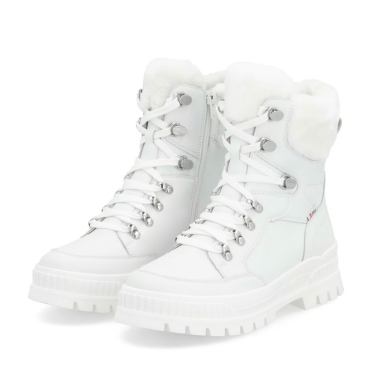 Rieker Winter Boots W2174-80 (Lace-up boots with lining, smooth leather) white ladies