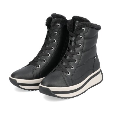 Rieker Winter Boots W0963-01 (Lace-up boots with lining, smooth leather) black ladies