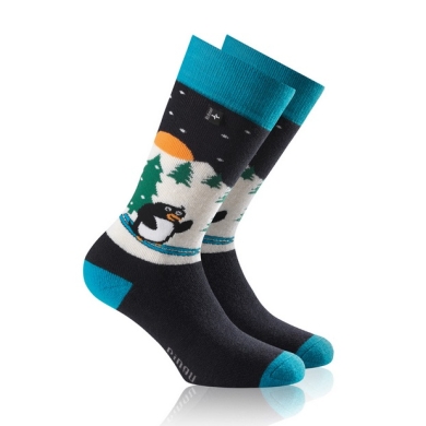 Rohner Winter-Ski Sock Penguin (wool blend fabric, high wearing comfort) navy blue Kids - 1 pair