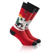 Rohner Winter Ski Sock Penguin (wool blend, high wearing comfort) red Children