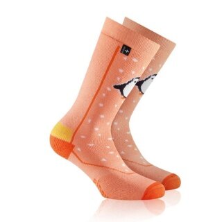 Rohner Winter Ski Sock Penguin (wool blend, high comfort) orange Children - 1 Pair