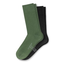 Schiesser Day Sock Crew 95/5 Organic Cotton olive green/black - 2 Pairs