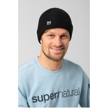 super natural Winter hat Merino Basic Beanie (Merino wool, ideal warmth protection) black - 1 piece