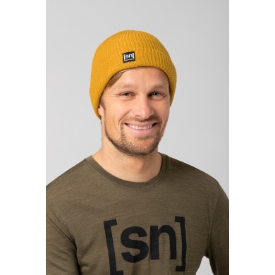 super natural Winter hat Merino Basic Beanie (Merino wool, ideal warmth protection) mustard yellow - 1 piece