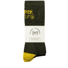 super natural Day Sock Crew Cosy - Alpaca Wool Blend - olive green/mustard yellow - 2 Pairs