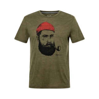 super natural Casual T-shirt Graphic Sailor - Merino blend - olive green Men