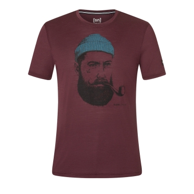 super natural Casual T-shirt Graphic Sailor - Merino blend - burgundy Men