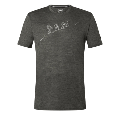 super natural Hiking/Leisure Tshirt Graphic - Merino Wool Mix - grey mottled Men