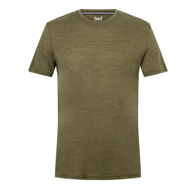 super natural Leisure T-shirt Graphic Paradise - Merino Wool Blend - Olive Green Men