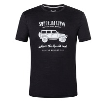 super natural Leisure T-shirt Graphic All Terrain - Merino wool blend - black Men