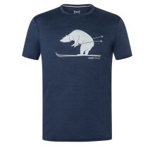 super natural Hiking/Leisure Tshirt Graphic Skiing Bear - Merino Wool Blend - Iris Blue Melange Men