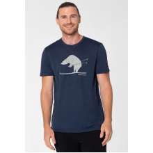 super natural Hiking/Leisure Tshirt Graphic Skiing Bear - Merino Wool Blend - Iris Blue Melange Men