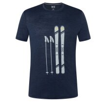 super natural Hiking/Leisure Tshirt Graphic Skiing Gear - Merino Wool Blend - Iris Blue Melange Men