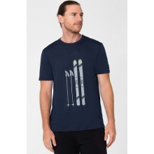 super natural Hiking/Leisure Tshirt Graphic Skiing Gear - Merino Wool Blend - Iris Blue Melange Men