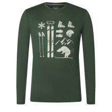 super natural Long Sleeve Skiing Bear - Merino Wool Blend - Dark Green Men