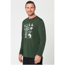 super natural Long Sleeve Skiing Bear - Merino Wool Blend - Dark Green Men