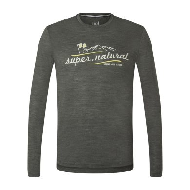 super natural Long Sleeve Mountain I.D. - Merino Wool Blend - Grey Melange Men