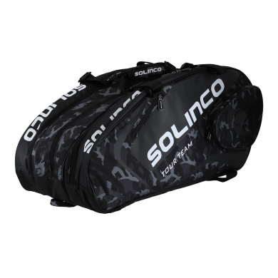 Solinco Racketbag Tour Team Camo (Racket bag, 3 main compartments, thermal compartment, shoe compartment) black 15-pack