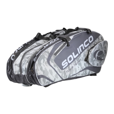 Solinco Racketbag Tour Team Camo (Racket bag, 3 main compartments, thermal compartment, shoe compartment) white 15-pack