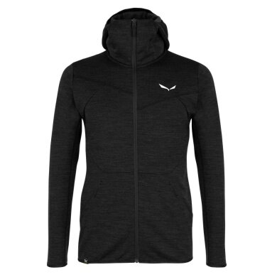 Salewa Hybrid Fleece Jacket Nuvolo Alpinewool with Hood (4-way stretch, warm, breathable) black Men