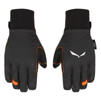 Salewa Softshell Gloves Ortles Dst (Leather Palm, Durable, Breathable) Black Men