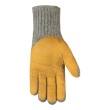 Salewa Wool Gloves (Full Leather Palm) Walk Wool - breathable, warm, 100% wool - grey/yellow Men/Women