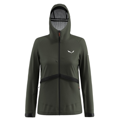 Salewa Hybrid Softshell Jacket Puez Powertex (windproof, waterproof) dark olive green ladies