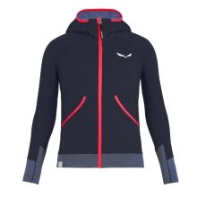 Salewa Puez Hybrid Polarite Hooded Full-Zip Jacket (Fleece Hoody, Lightweight, Breathable) Navy Blue Girls