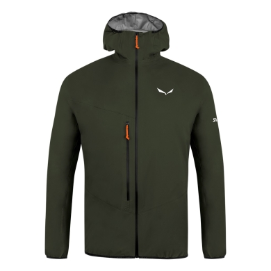 Salewa Softshell Jacket Agner 2 3L Powertex (windproof, waterproof, compressible) dark olive green Men