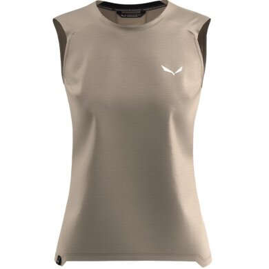 Salewa Tank Top Puez Merino Hybrid (Merino wool, ideal thermal regulation) sand brown ladies