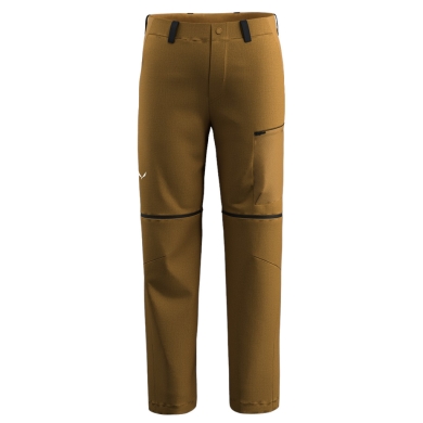 Salewa Softshell Hiking Trousers Puez Hemp Durastretch 2in1 (with Zip-off Legs) Gold Brown Men's