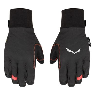 Salewa Softshell Gloves Ortles Dst with Leather Palm - Durable, Breathable - Black Women