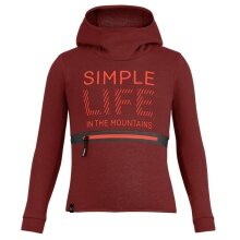 Salewa Simple Dry Hoodie (Cotton Blend, Warm, Quick-Drying) Burgundy Children