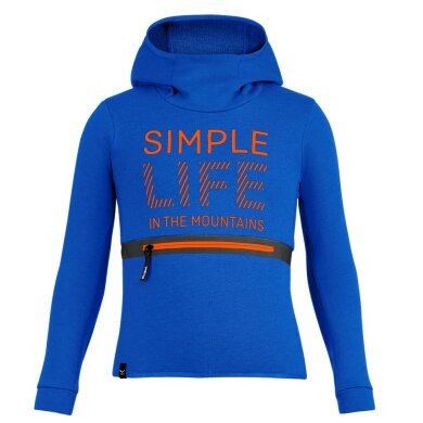 Salewa Hoodie Simple Dry Hoodie (Cotton Blend, Warm, Quick-Drying) Electric Blue Kids