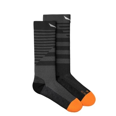 Salewa Trekking Sock Fanes Crew Hybrid Stripes Merino (durable, lightweight) black/gray - 1 pair