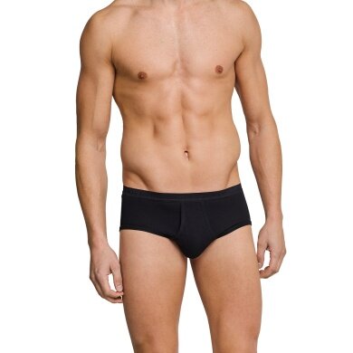 Schiesser Sports Brief Original Fine Rib with Fly Black Men