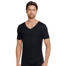 Schiesser T-Shirt Seamless V-Neck Laser Cut Short Sleeve (Interlock, seamless) Underwear black Men