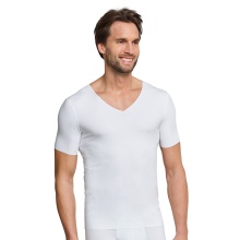 Schiesser T-Shirt Seamless V-Neck Laser Cut Short Sleeve (Interlock, seamless) Underwear white Men