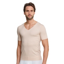 Schiesser T-Shirt Seamless V-Neck Laser Cut Short Sleeve (Interlock, seamless) Underwear beige Men