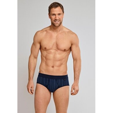 Schiesser Sports Brief Original Fine Ribbed with Fly Navy Striped Men