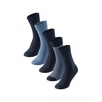 Schiesser Day Sock Crew Bluebird Stay Fresh navy blue/grey melange - 5 pairs