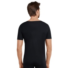 Schiesser Tshirt Seamless V-Neck Laser Cut Short Sleeve (Interlock, seamless) Underwear black Men