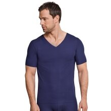 Schiesser Tshirt Seamless V-Neck Laser Cut Short Sleeve (Interlock, seamless) Underwear blue Men