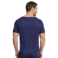 Schiesser Tshirt Seamless V-Neck Laser Cut Short Sleeve (Interlock, seamless) Underwear blue Men