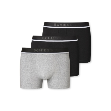 Schiesser Underwear Boxer Shorts 95/5 with Webbed Waistband Black/Grey Melange Men - Pack of 3