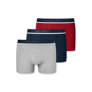 Schiesser Underwear Boxer Shorts 95/5 Web Elastic Waistband Red/Blue/Grey Melange Men - 3 Pieces