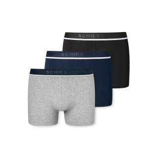 Schiesser Underwear Boxer Shorts 95/5 with Webbed Waistband in Black/Blue/Grey Men - Pack of 3