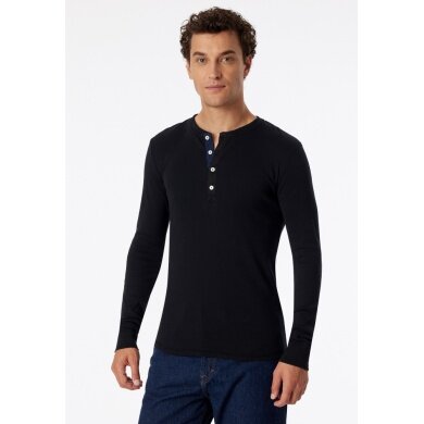 Schiesser Leisure Long Sleeve Shirt Revival Karl-Heinz Black Men's