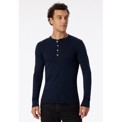 Schiesser Leisure Long Sleeve Shirt Revival Karl-Heinz Dark Blue Men's